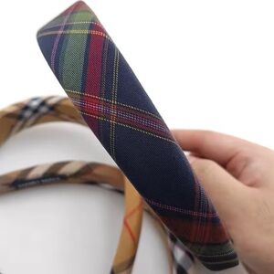 Plaid Headband in Navy and Red